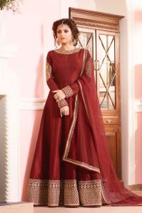 Plain Printed Ladies Anarkali Suit, Sleeves Type : Half Sleeve Full Sleeve