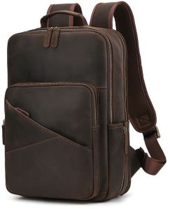 Cowhide Oil Pullup Hunter Leather Laptop Backpack