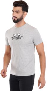 Mens Grey Printed Round Neck T-shirts Casual Wear, Technics : Machine Made