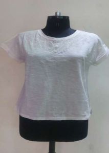 Cotton Plain Ladies Round Neck Tops, Technics : Machine Made