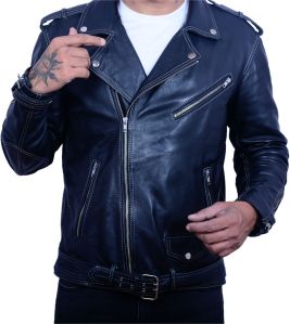 Mens Leather Biker Jacket, Sleeve Type : Full Sleeves