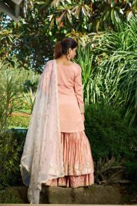 Ladies Coral & Peach Sharara Suit