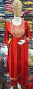 Round Neck Ladies Designer Suit, Work Type : Zardozi Work, Embroidery Work