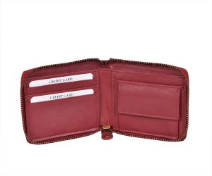 Cognac Zipper Leather Wallet