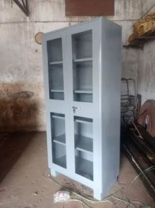 Steel Library Glass Door Cupboard, Color : Gray