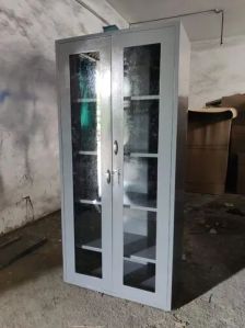 Steel Office Glass Door Cupboard, Color : Gray