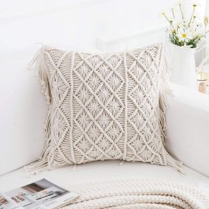 Cotton Macrame Cushion Cover For Sofa, Bed, Chairs