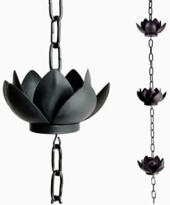 Aluminum Black Lotus Rain Chains For Home Garden Decor