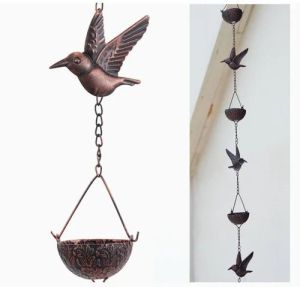 Hummingbird and Bowl Rain Chain