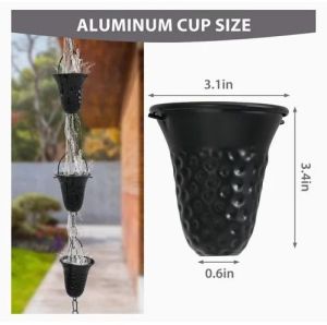 Powder Coated Monarch Aluminium Rain Chains, Color : Flat Black For Garden Decor