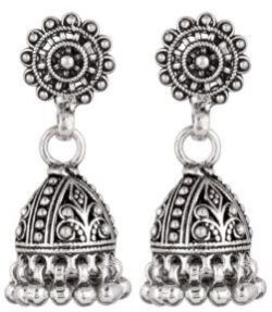 92.5 Sterling Silver Earrings Ethnic Indian Jhumka Dangle Earrings