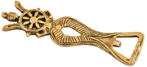 Brass Bottle Opener With Wheel and Flower On Top