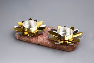 Flower Tea Light Holder On Amethyst Stone Base