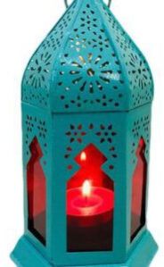 Metal Moroccan Lantern Lamp-blue