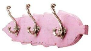 Pink Silver Small Wall Wooden Iron Hooks