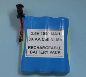 3.6V 1000mAh 3X Aa Cell Ni-mh Rechargeable Battery Pack