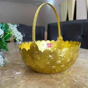 Gift Basket Gold Coated Flower Basket