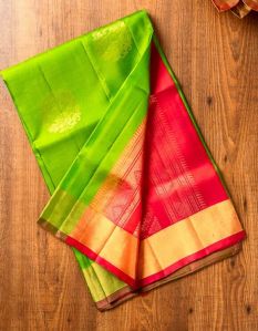 Pinkish Red Kanchipuram Silk Saree