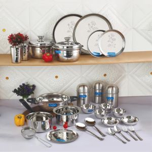 30 Pcs Cook Serve Stainless Steel Dinner Set 30 Pcs Cook Serve Stainless Steel Dinner Set