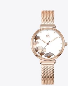 Milanese Calley Decaf Watch, Strap Color : Rose Gold, Coffee, Display Type : Pointer