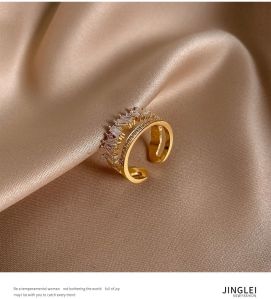 Zircon Gold Double Opening Rings, Gender : Women