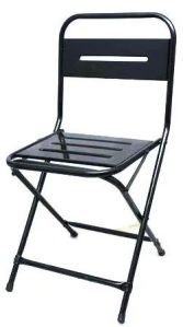 Color Coated Iron Folding Chair, Color : Black, Weight : 5-10kg For Home