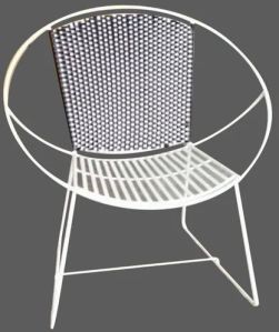 Coated Iron Round Chair, Color : White For Home