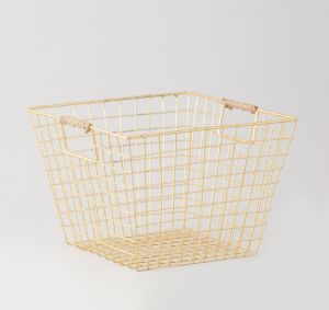 Rectangular Kitchen Iron Basket, Color : Golden