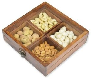 Polished Wooden Dry Fruit Box, Color : Brown