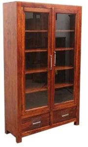 Glass Wooden Showcase, Color : Brown For Home