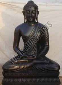 Polished Black Marble Buddha Statue, For Shiny