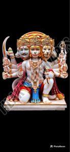 White/painting Marble Panchmukhi Hanuman Statue, For Temple Garden Office Home, Size : 3 Feet, 3 Feet