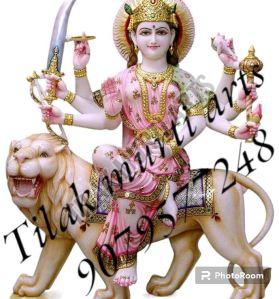 Polished Durga Marble Statue, Style : Modern