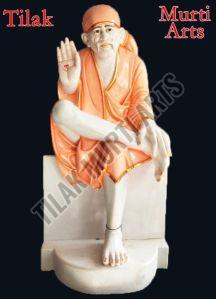 Polished Sai Baba Marble Statue, For Shiny, Dust Resistance, Pattern : Printed