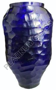 Blue Glass Flower Pot For Decoration