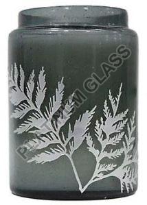 Glossy Printed Glass Candle Jar For Decoration