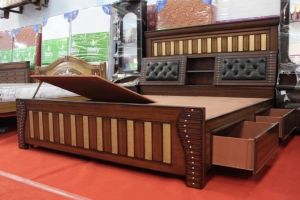 Storage Wooden Bed Standard Modern For Home, Hotel