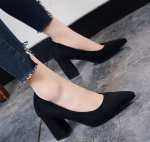 Suede Pumps Heel Shoes