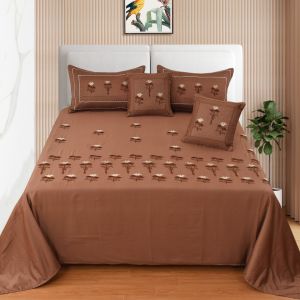 Embroidered Bed Sheets 5 PC Set Classic Elegant, Technics : Embroidery Work