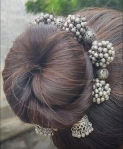 Plain Ladies Hair Bun Accessories, Color : Silver