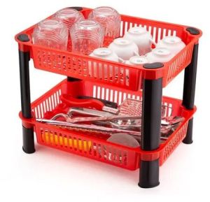 Plastic Kitchen Rack, Color : Red