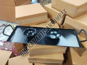 Plain Polished Iron Black Serving Tray For Homes