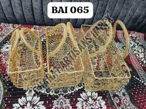 Polished Iron Metal Wire Basket For Gift