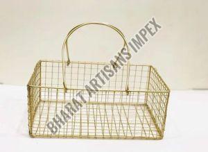 Polished Rectangular Metal Wire Basket For Gift Decoration