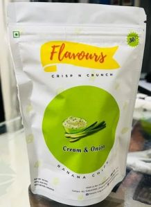 Cream and Onion Flavour Banana Chips, Packaging Type : Plastic Pack For Human Consumption