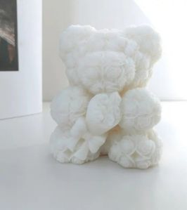 Paraffin Wax Plain White Teddy Bear Candle For Decoration, Lighting