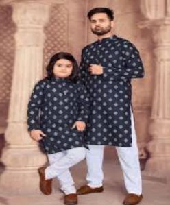 Printed Father Son Kurta Set, Sleeve Type : Full Sleeves, Technics : Machine Made