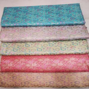 Brocade Silk Fabric, Color : Multicolor, Width : 40-60 Inch For Used Sarees, Upholstery, Wedding Attire