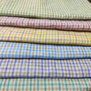 Checkered Polyester Check Print Fabric, Specialities : Shrink-resistant, Width : 40-60 Inch For Used Shirts