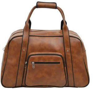 Light Brown Leather Duffle Bag 51.5 X 33 X 20 Cm For Shoes, Accessories.